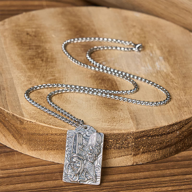 Copper Black White Impermanence Pattern Balance Pendant Necklace