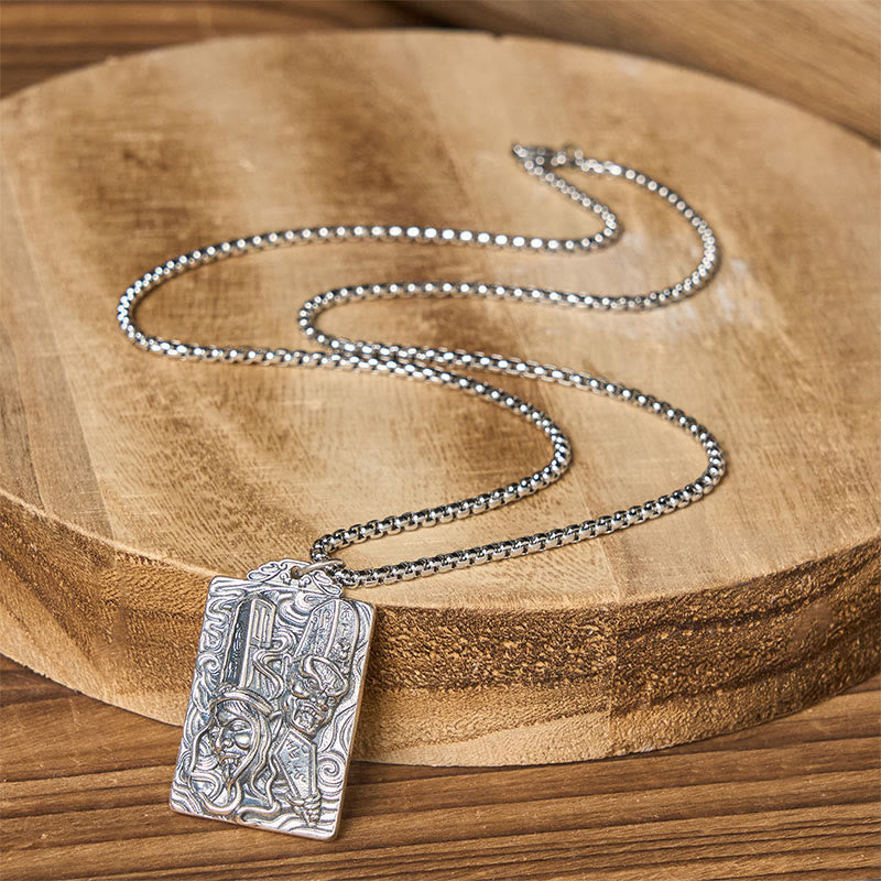 Copper Black White Impermanence Pattern Balance Pendant Necklace