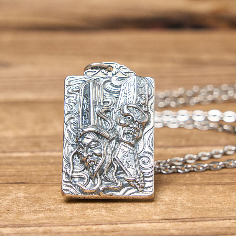 Copper Black White Impermanence Pattern Balance Pendant Necklace