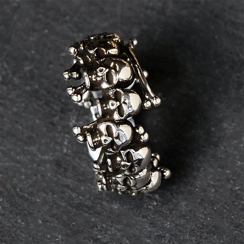 Sterling Silver and Copper Citipati Kapala Skull Memento Mori Statement Ring