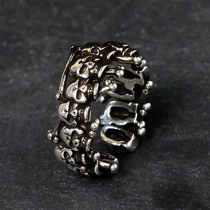 Sterling Silver and Copper Citipati Kapala Skull Memento Mori Statement Ring