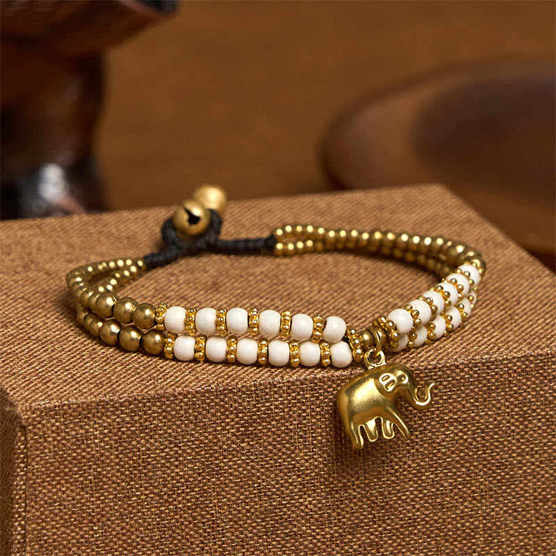 Turquoise Elephant Luck Double-layer Plated Copper Strength Bracelet