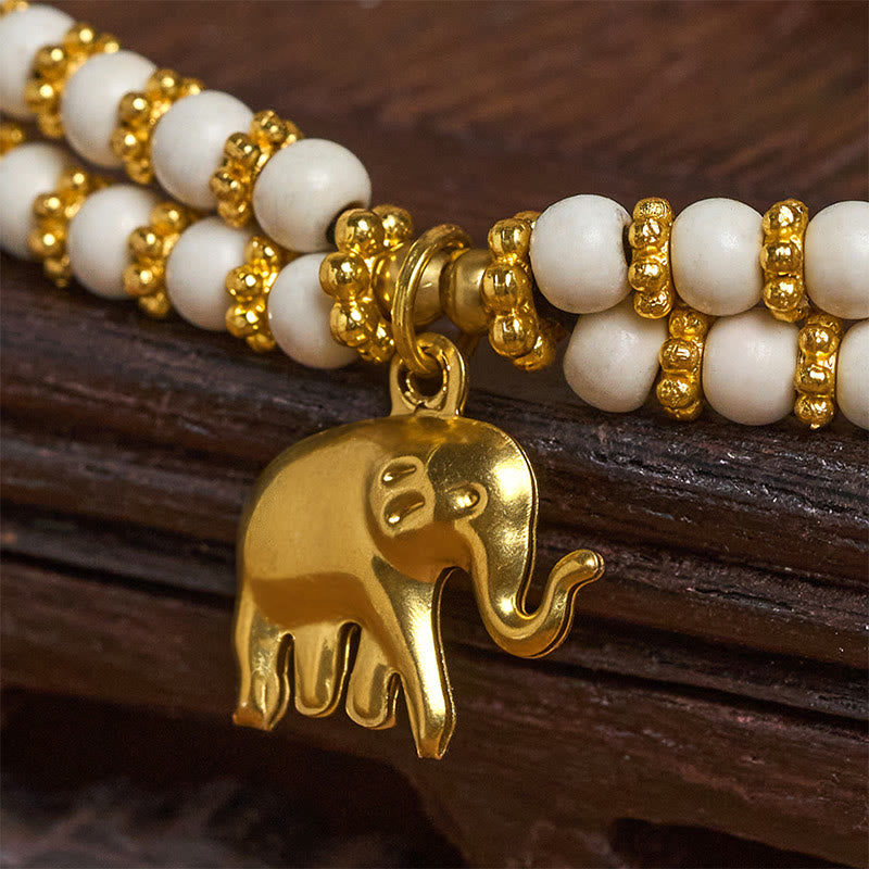 Turquoise Elephant Luck Double-layer Plated Copper Strength Bracelet