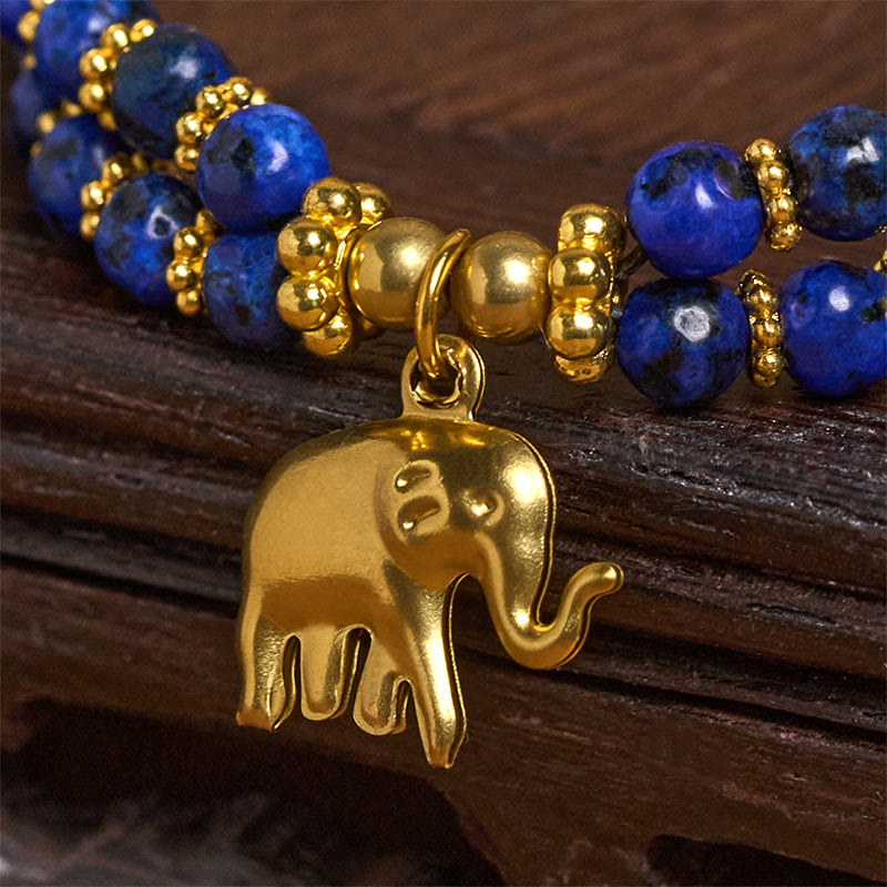 Turquoise Elephant Luck Double-layer Plated Copper Strength Bracelet