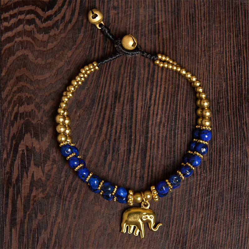 Turquoise Elephant Luck Double-layer Plated Copper Strength Bracelet