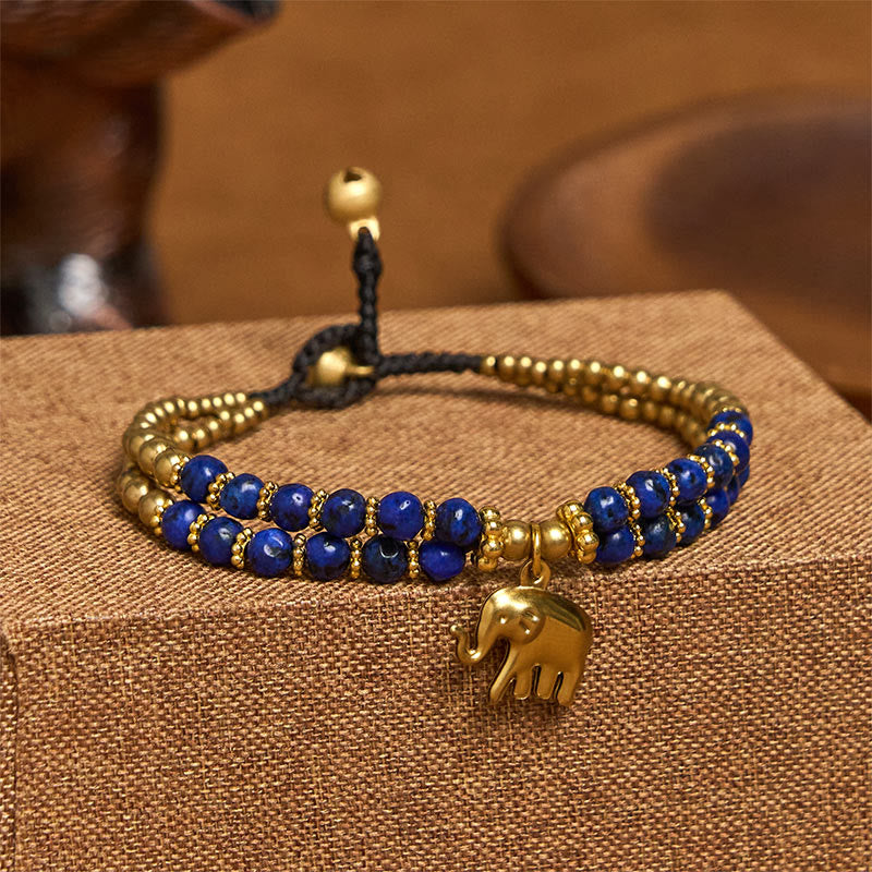 Turquoise Elephant Luck Double-layer Plated Copper Strength Bracelet
