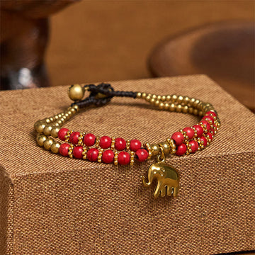 Turquoise Elephant Luck Double-layer Plated Copper Strength Bracelet