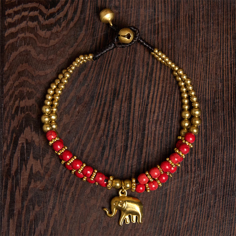 Turquoise Elephant Luck Double-layer Plated Copper Strength Bracelet