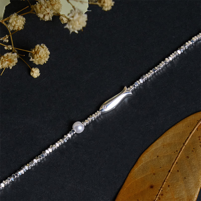 Sterling Silver and Copper Koi Fish Pearl Charm Bracelet