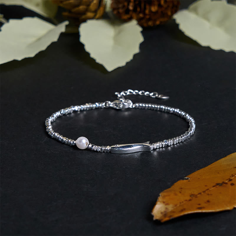 Sterling Silver and Copper Koi Fish Pearl Charm Bracelet