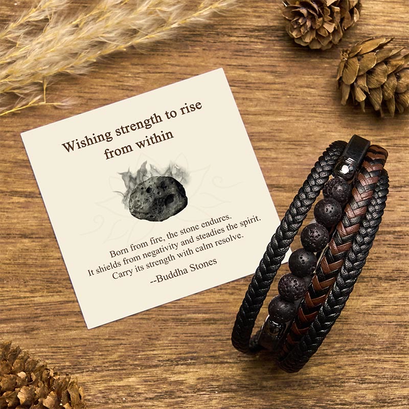 "Wishing Strength to Rise from Within" Lava Rock Bracelet Includes Gift Message Card