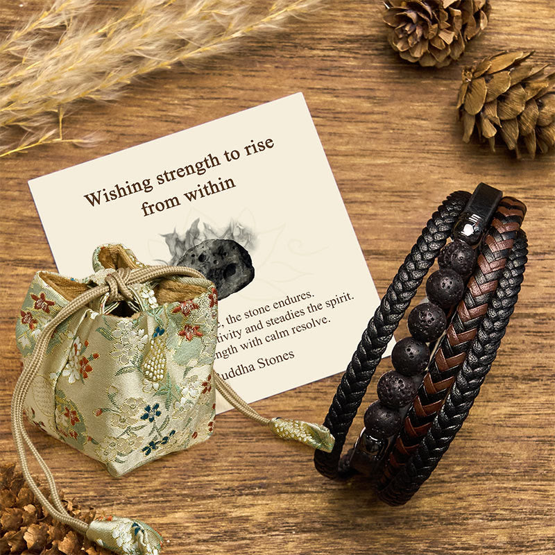 "Wishing Strength to Rise from Within" Lava Rock Bracelet Includes Gift Message Card