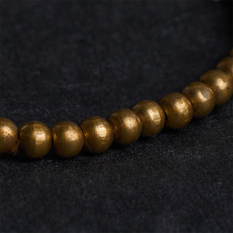 Gold Sheen Obsidian & Copper Brass Pixiu Om Mani Padme Hum Bracelet