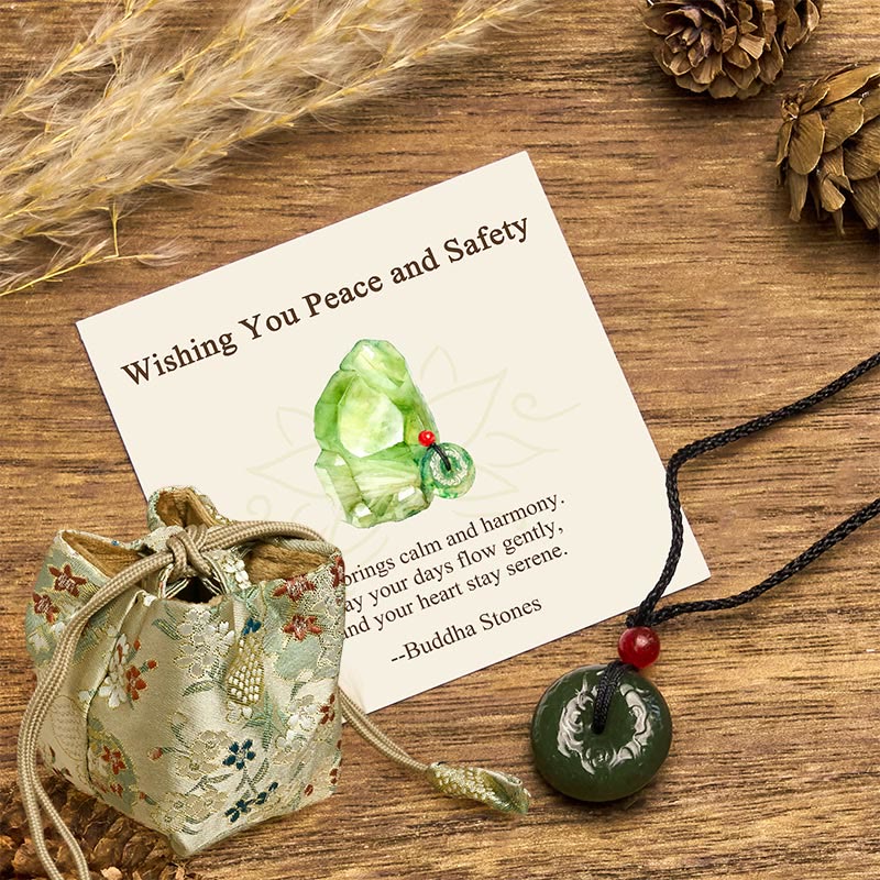 "Wishing You Peace and Safety" Peace Buckle Jade Necklace Includes Gift Message Card