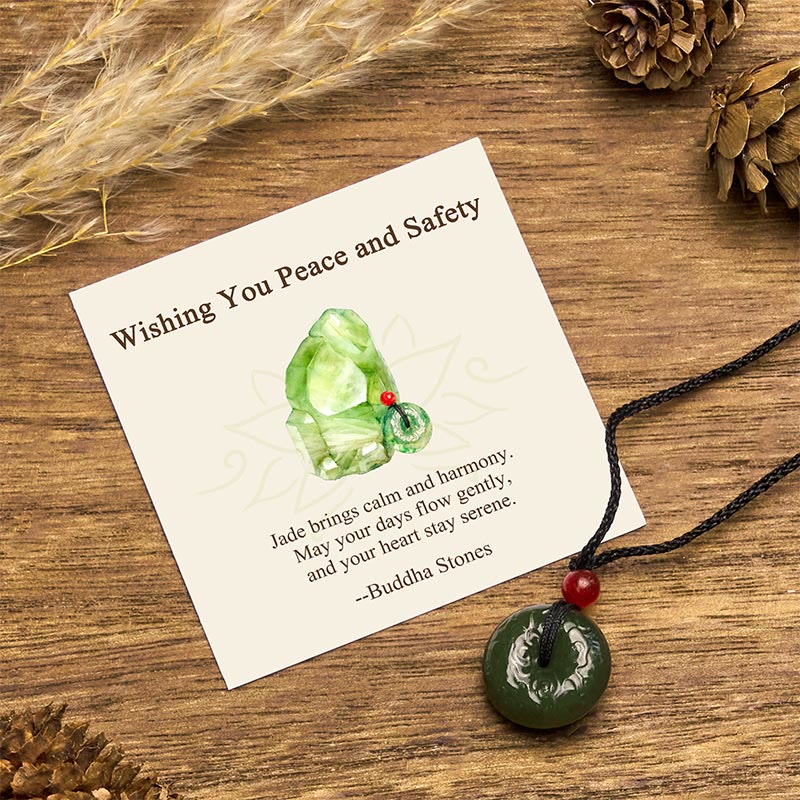 "Wishing You Peace and Safety" Peace Buckle Jade Necklace Includes Gift Message Card