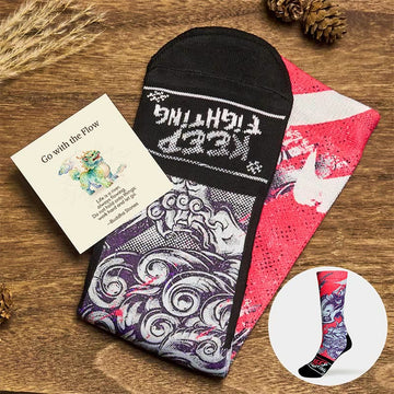 "Go with the Flow" Casual PiXiu Micro Crew Men's Socks Includes Gift Message Card
