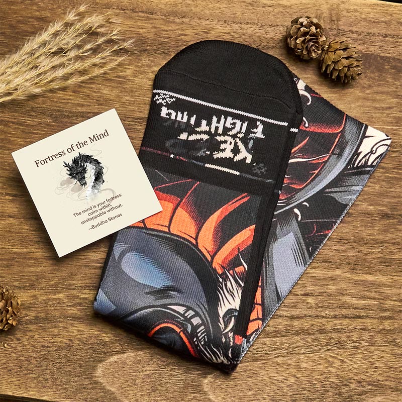 "Fortress of the Mind" Casual Dragon Micro Crew Men's Socks Includes Gift Message Card