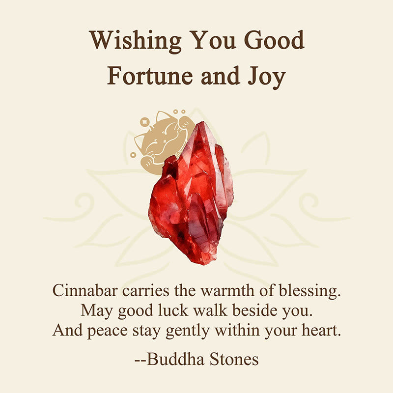 "Wishing You Good Fortune and Joy" Cat Cinnabar Bracelet Includes Gift Message Card