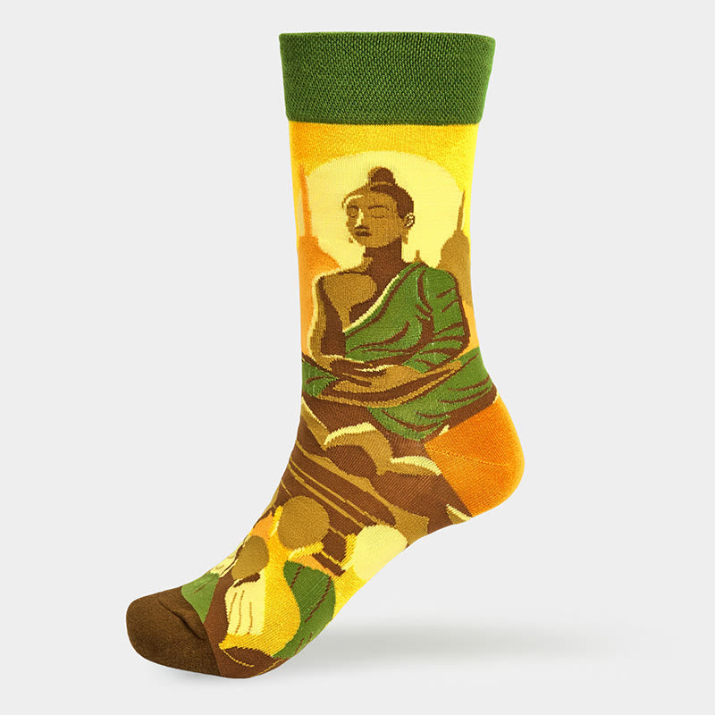 "Be Here Now" Casual Buddha Lotus Dragonfly Women's Socks Includes Gift Message Card