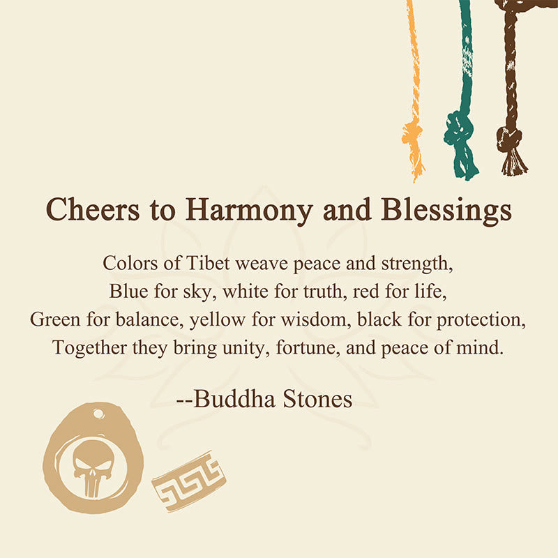"Cheers to Harmony and Blessings" Tibetan Rope Bracelet Includes Gift Message Card