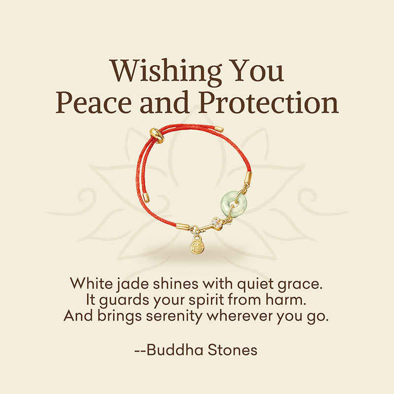 "Wishing You Peace and Protection" Jade Red Rope Bracelet Includes Gift Message Card