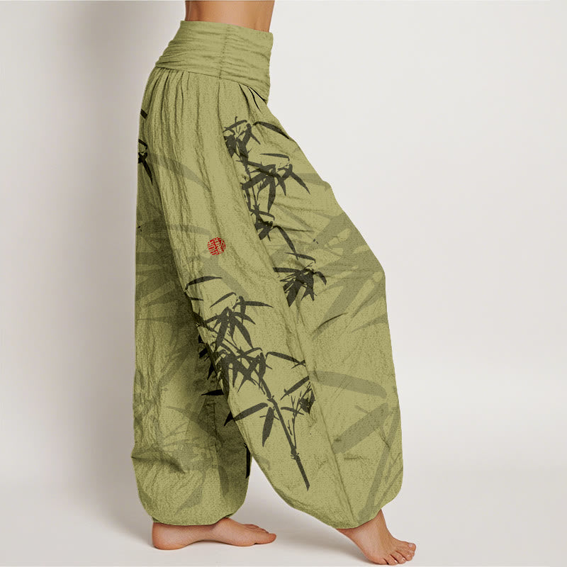 Breathable Cotton Lotus Print Mindful Movement Harem Pants