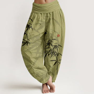 Breathable Cotton Lotus Print Mindful Movement Harem Pants