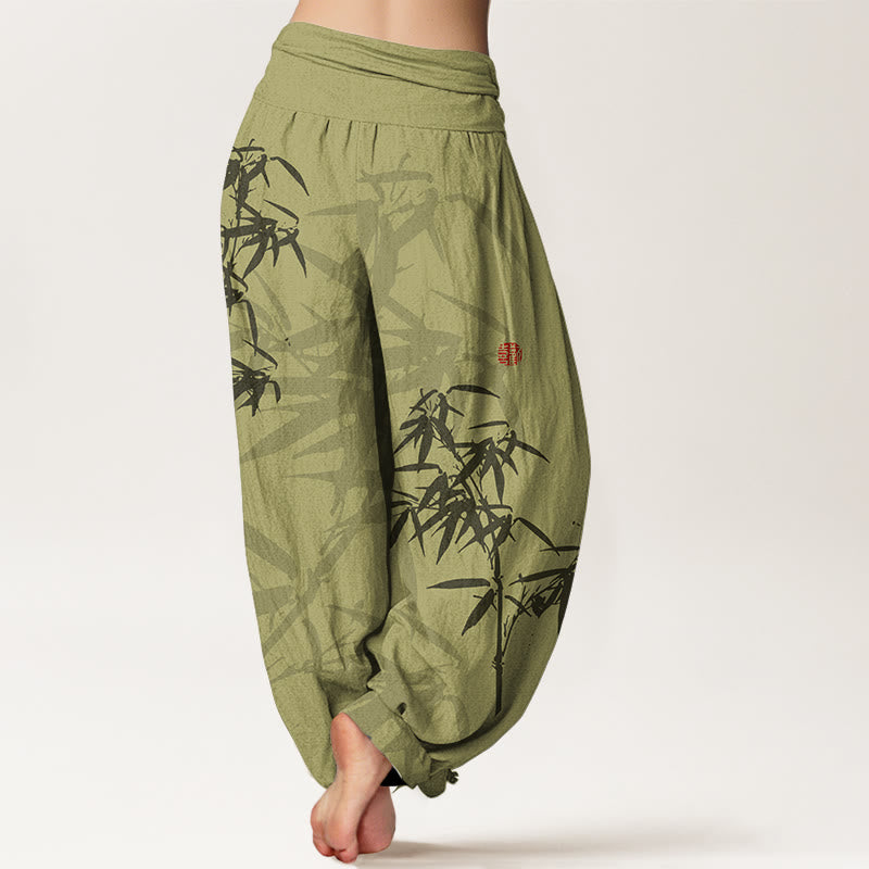 Breathable Cotton Lotus Print Mindful Movement Harem Pants
