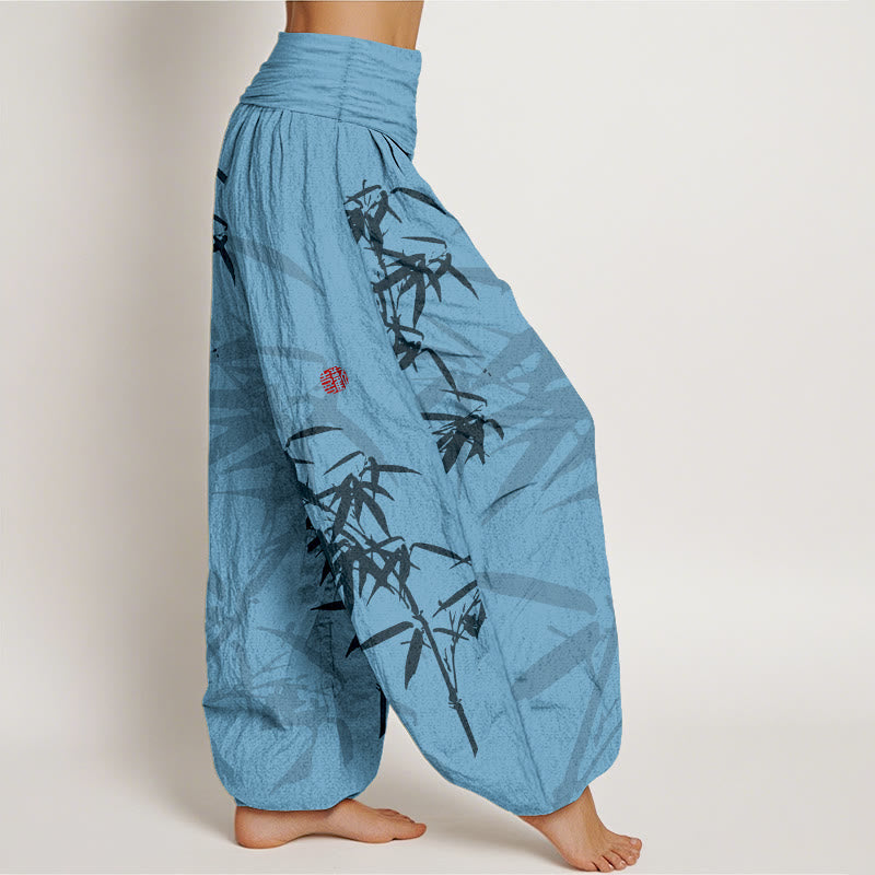 Breathable Cotton Lotus Print Mindful Movement Harem Pants