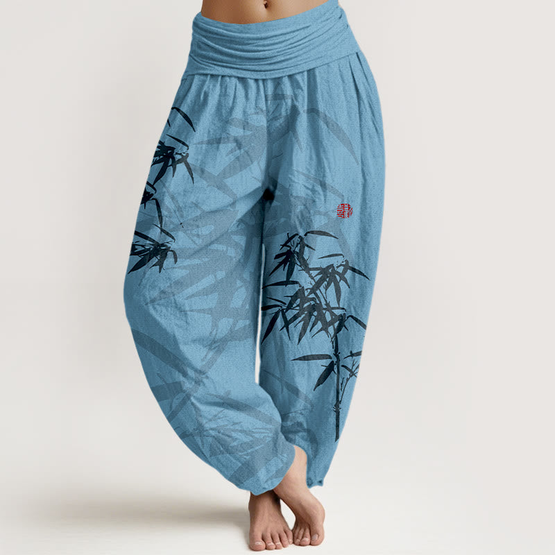 Breathable Cotton Lotus Print Mindful Movement Harem Pants