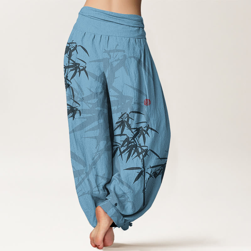 Breathable Cotton Lotus Print Mindful Movement Harem Pants