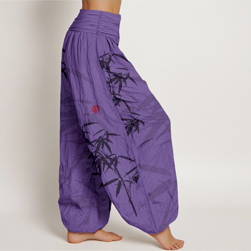 Breathable Cotton Lotus Print Mindful Movement Harem Pants