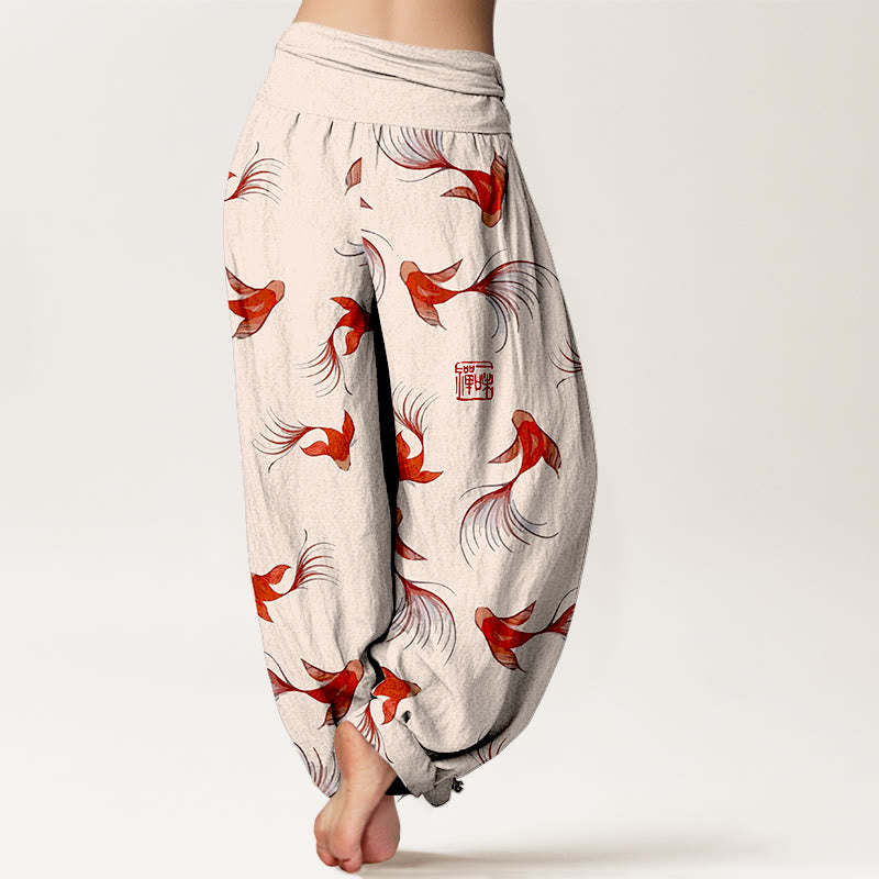 Pure Cotton Koi Print Mindful Movement Harem Pants