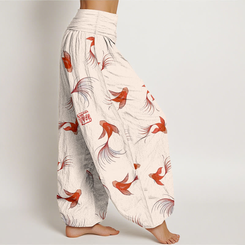 Pure Cotton Koi Print Mindful Movement Harem Pants