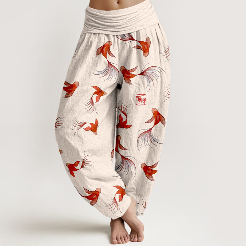Pure Cotton Koi Print Mindful Movement Harem Pants