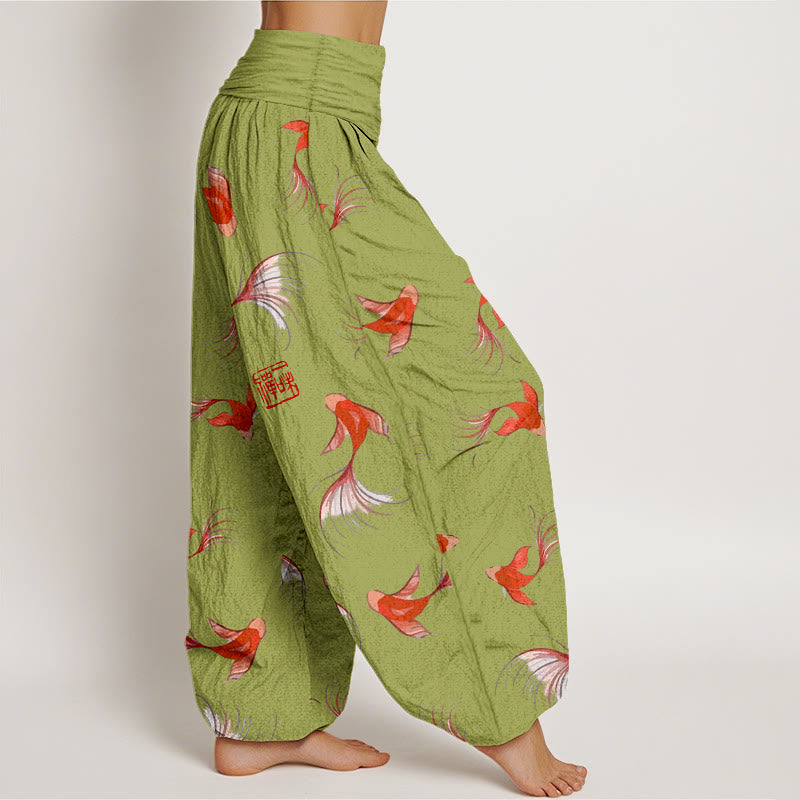Pure Cotton Koi Print Mindful Movement Harem Pants