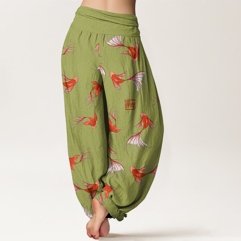 Pure Cotton Koi Print Mindful Movement Harem Pants