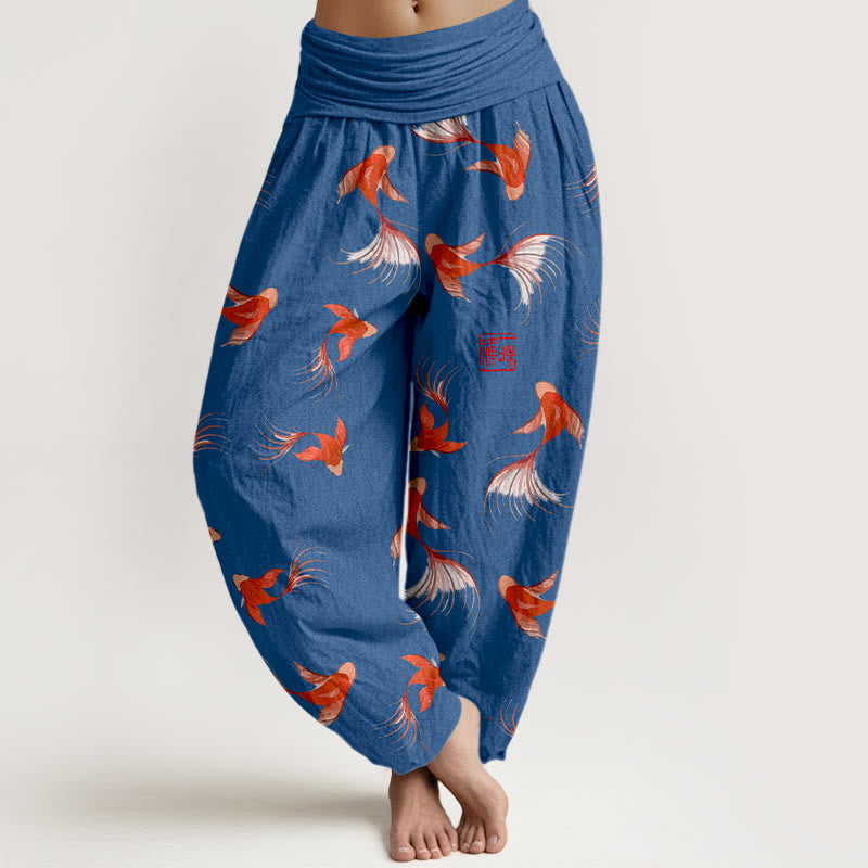 Pure Cotton Koi Print Mindful Movement Harem Pants