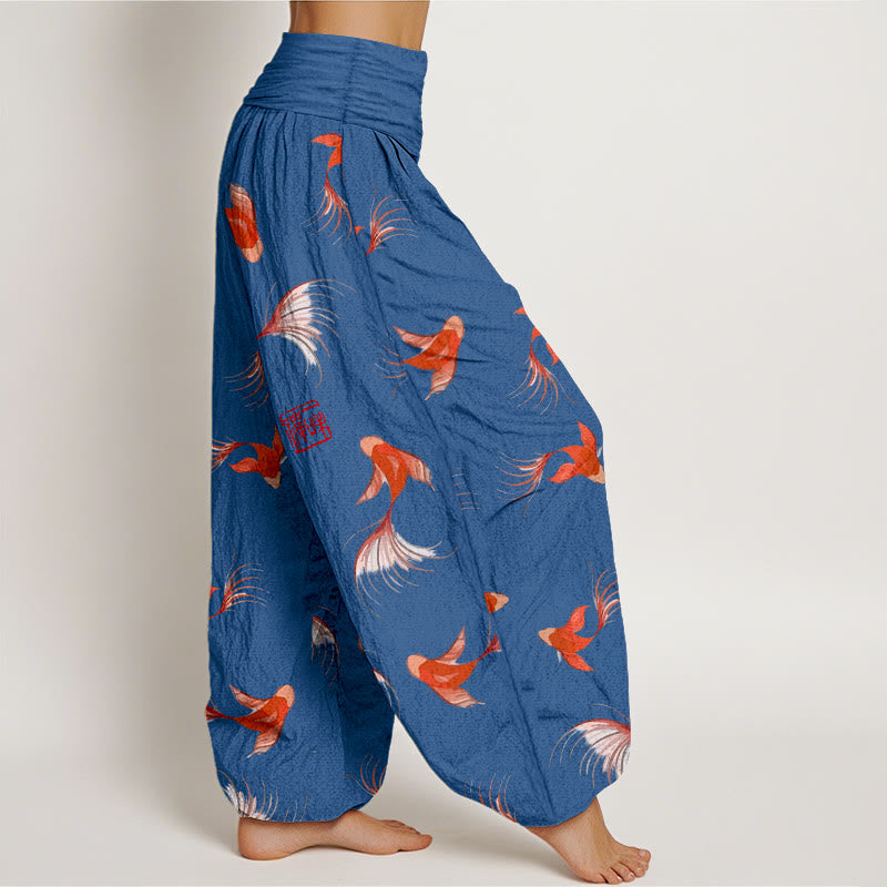 Pure Cotton Koi Print Mindful Movement Harem Pants