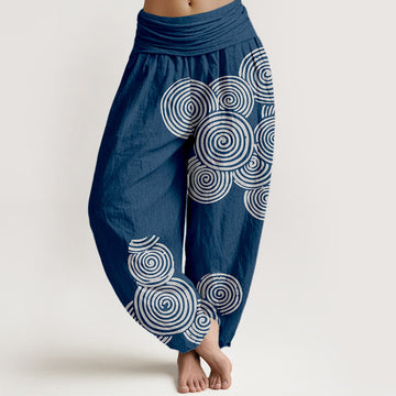 Breathable Cotton Spiral Pattern Meditation Harem Pants