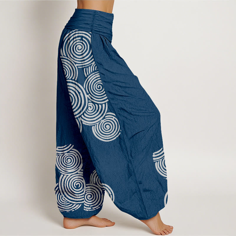 Breathable Cotton Spiral Pattern Meditation Harem Pants