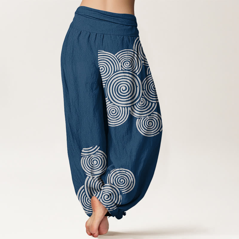 Breathable Cotton Spiral Pattern Meditation Harem Pants