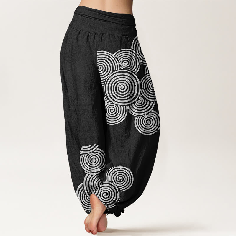 Breathable Cotton Spiral Pattern Meditation Harem Pants