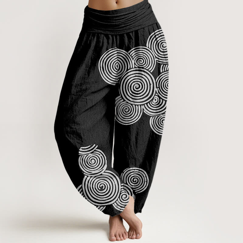 Breathable Cotton Spiral Pattern Meditation Harem Pants