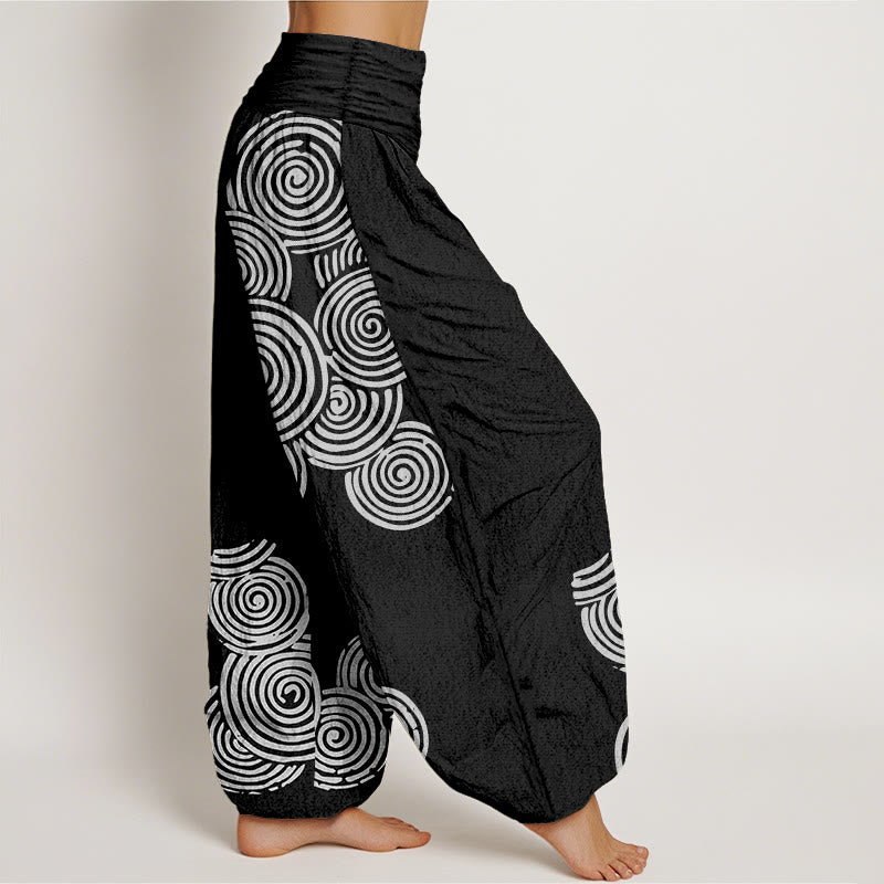 Breathable Cotton Spiral Pattern Meditation Harem Pants