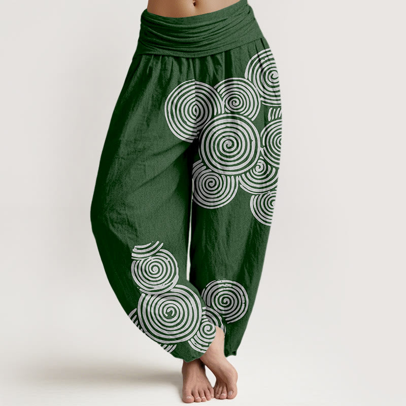 Breathable Cotton Spiral Pattern Meditation Harem Pants