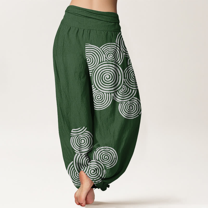 Breathable Cotton Spiral Pattern Meditation Harem Pants