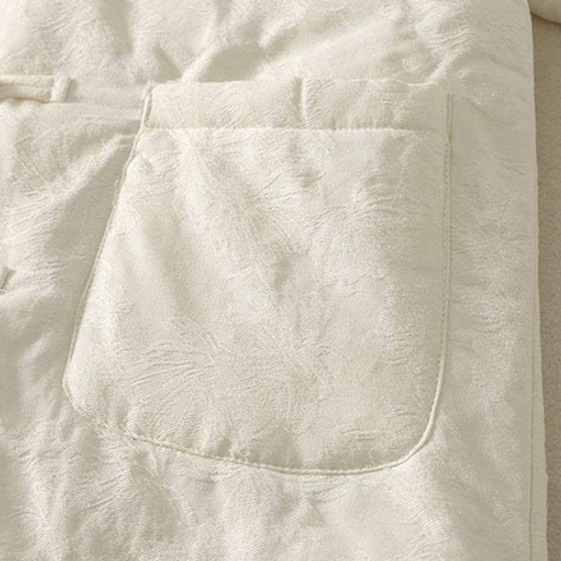 Women's Solid Color Frog-Button Design Long Sleeve Cotton Jacket With Pockets