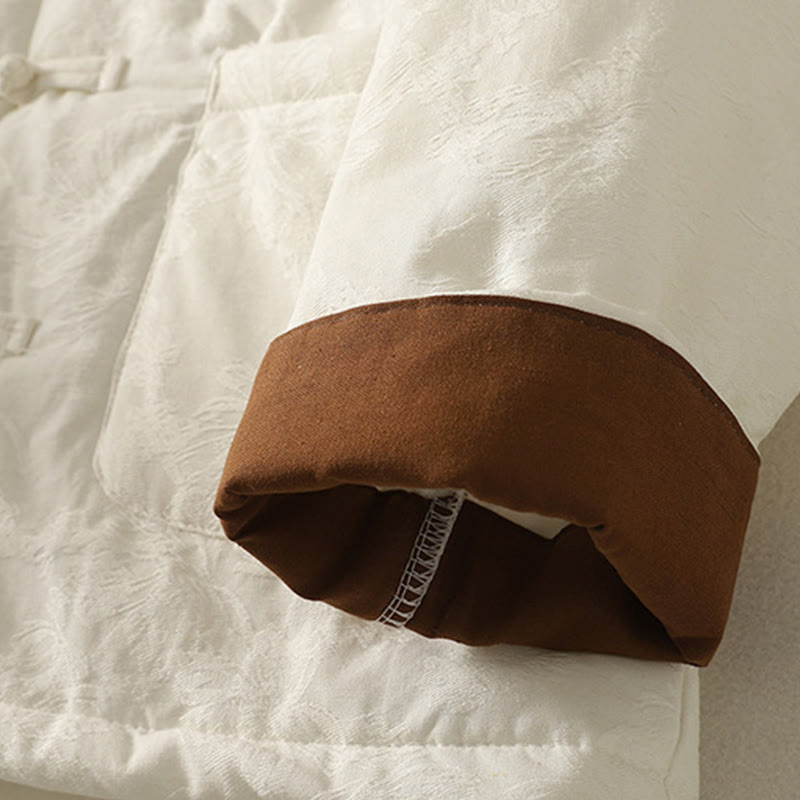 Women's Solid Color Frog-Button Design Long Sleeve Cotton Jacket With Pockets