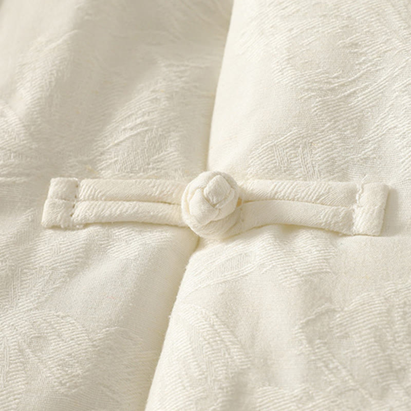 Women's Solid Color Frog-Button Design Long Sleeve Cotton Jacket With Pockets